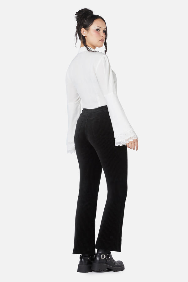 Dangerfield - Elegy Velvet Wide Leg Pants - black