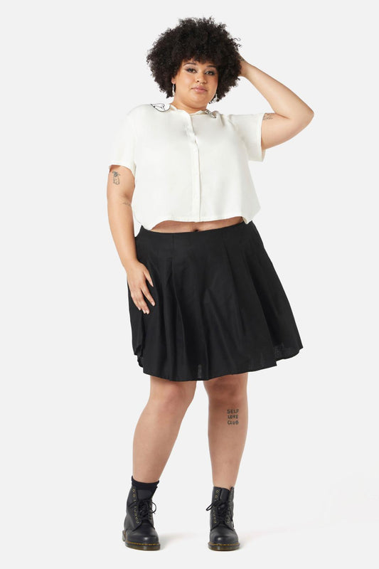 Dangerfield - Curve Basic Starlight Pleated Skirt - black