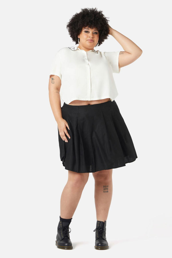Dangerfield - Curve Basic Starlight Pleated Skirt - black