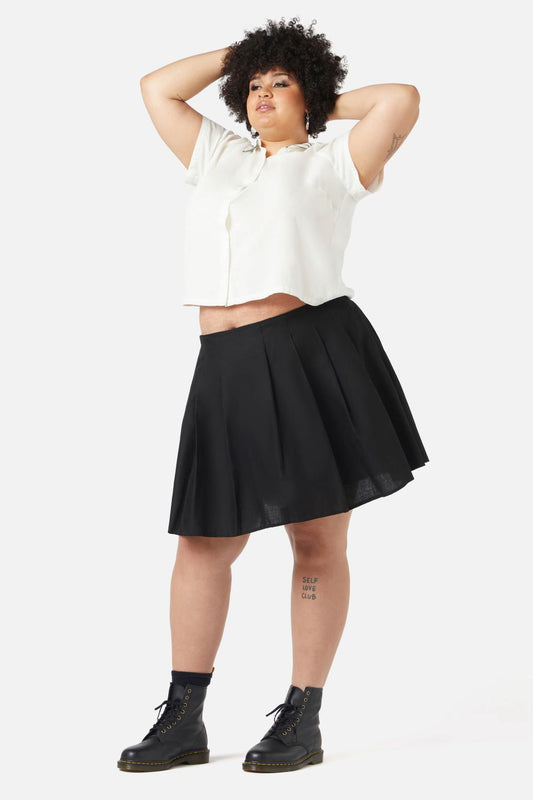 Dangerfield - Curve Basic Starlight Pleated Skirt - black