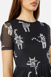 Dangerfield - Peculiar Puss Mesh Dress - black