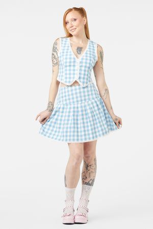 Dangerfield - Catrina Gingham Vest - blue