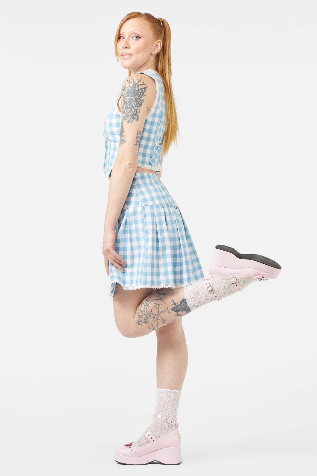 Dangerfield - Catrina Gingham Vest - blue