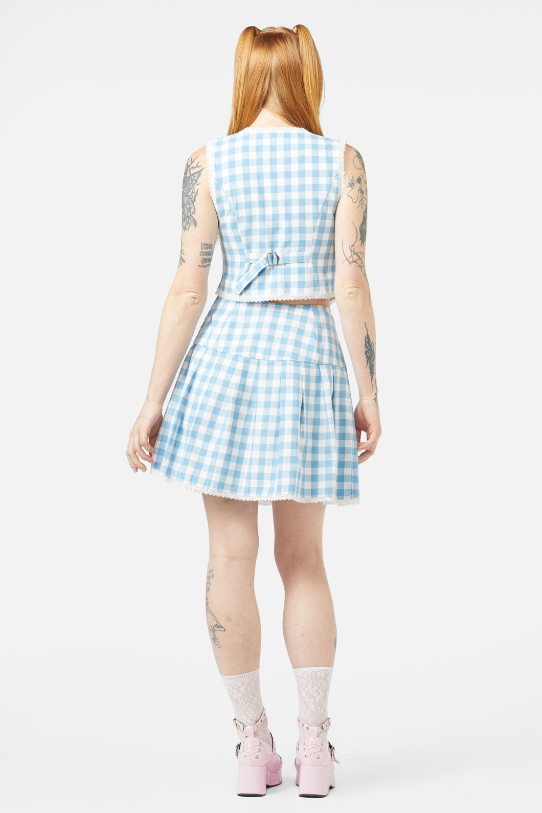 Dangerfield - Catrina Gingham Vest - blue