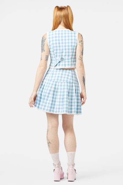 Dangerfield - Catrina Gingham Vest - blue