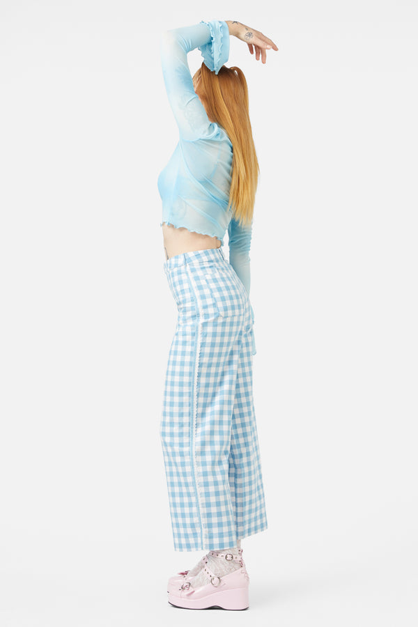 Dangerfield - Catrina Gingham Pants - blue