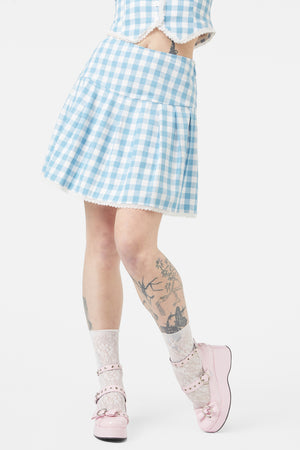 Dangerfield - Catrina Gingham Skirt - blue