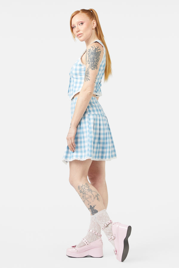 Dangerfield - Catrina Gingham Skirt - blue