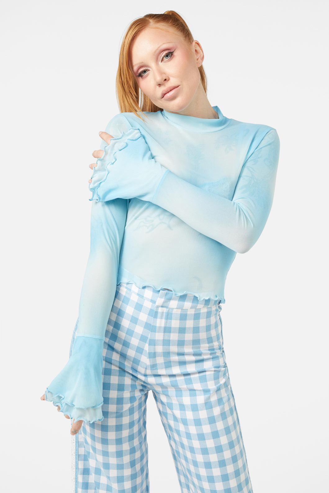 Dangerfield - Sky Gradient Mesh Top - blue