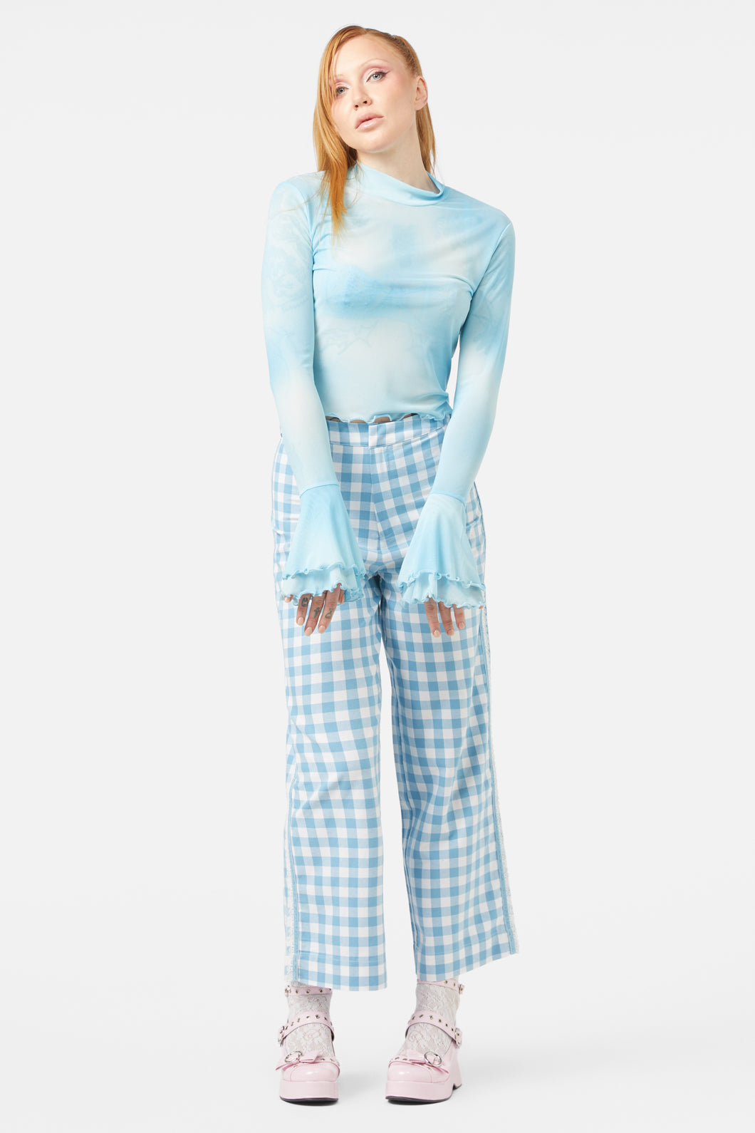 Dangerfield - Sky Gradient Mesh Top - blue