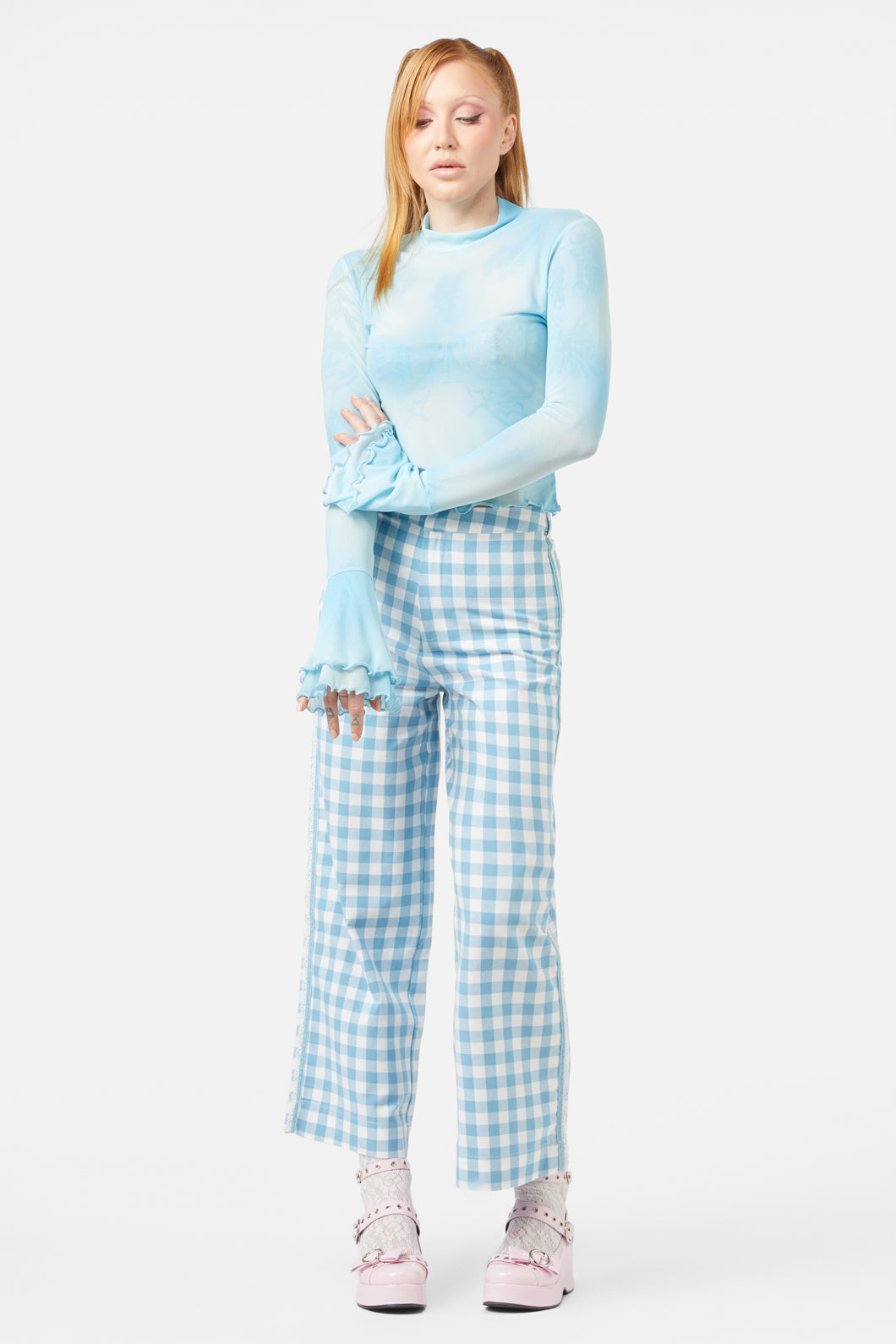 Dangerfield - Sky Gradient Mesh Top - blue