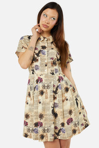 Dangerfield - Ruled Journal Dress - cream