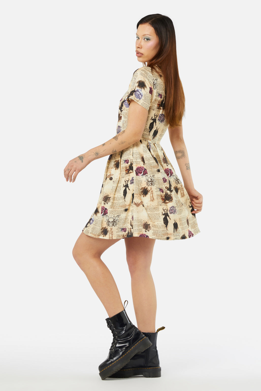 Dangerfield - Ruled Journal Dress - cream