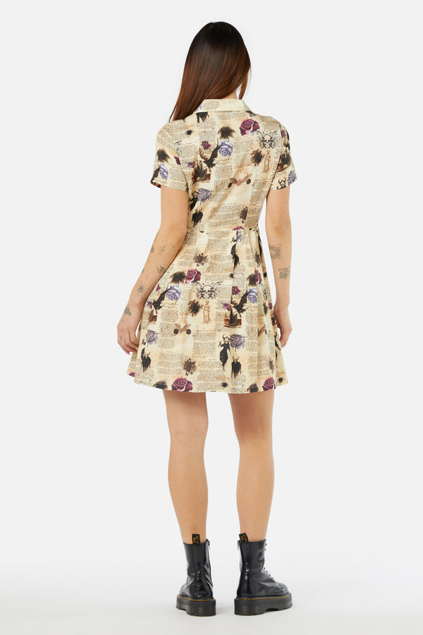 Dangerfield - Ruled Journal Dress - cream