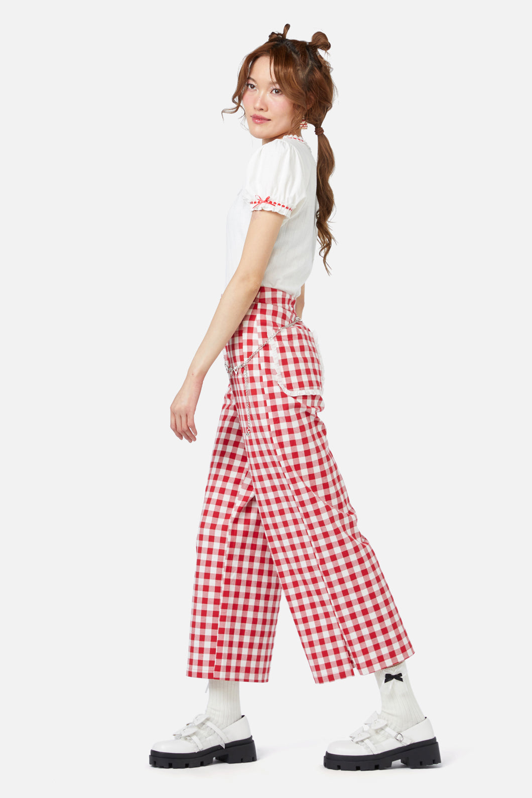 Dangerfield - Jam Gingham Wide Leg Pant - red