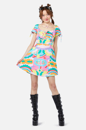 Dangerfield - Idolize Babydoll Dress - rainbow