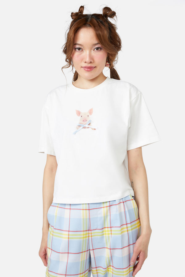 Dangerfield - Silly Babe Bow Tee - cream