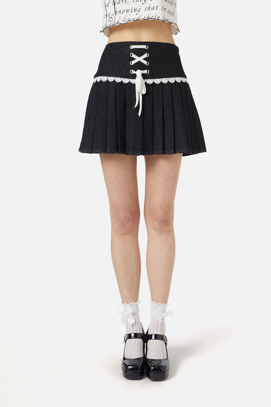Dangerfield - Pleated Denim Skort - black