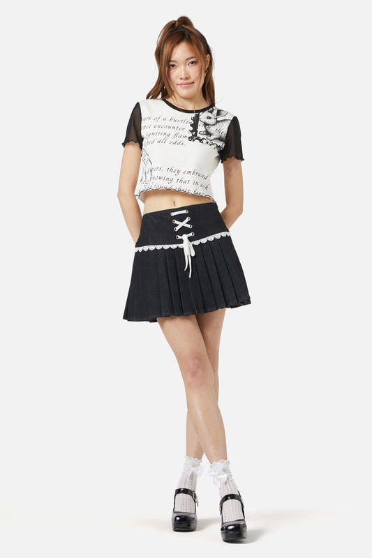 Dangerfield - Pleated Denim Skort - black