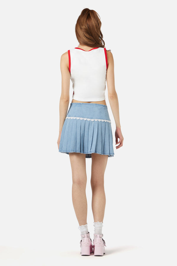 Dangerfield - Pleated Denim Skort - blue