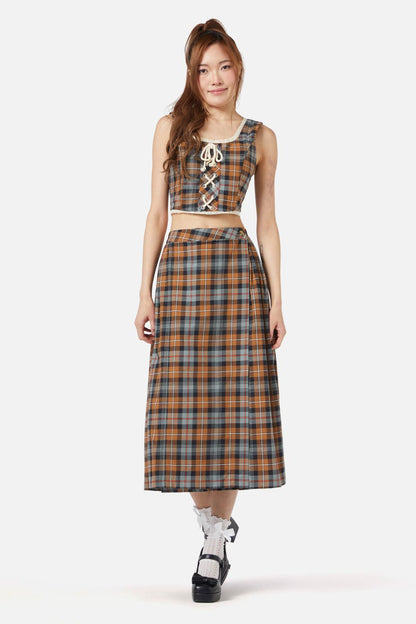 Dangerfield - Kit Tartan Corset Top - brown