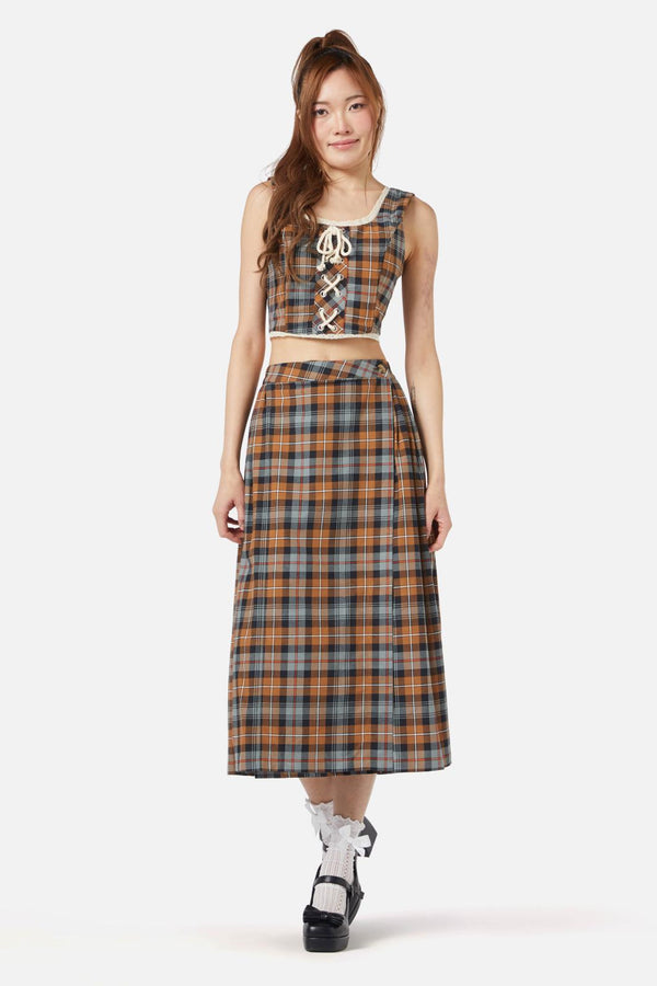 Dangerfield - Kit Tartan Corset Top - brown