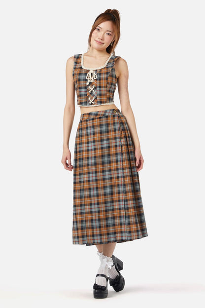 Dangerfield - Kit Tartan Corset Top - brown