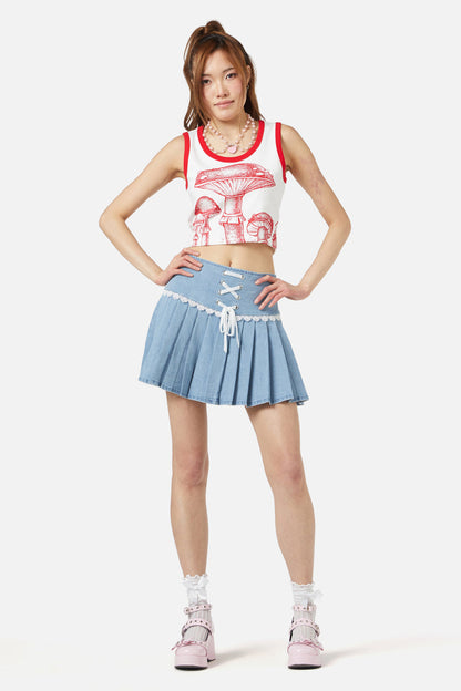 Dangerfield - Field Shroom Printed Tank - white-red