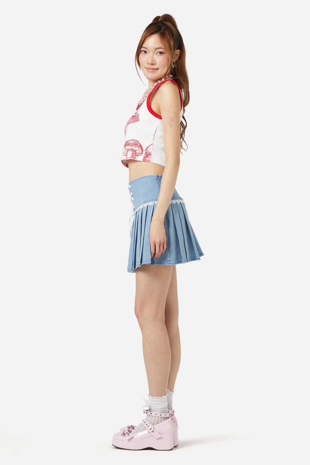 Dangerfield - Field Shroom Printed Tank - white-red