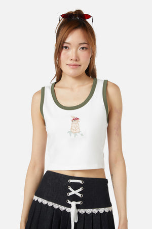 Dangerfield - Harmony Embroidered Tank - white