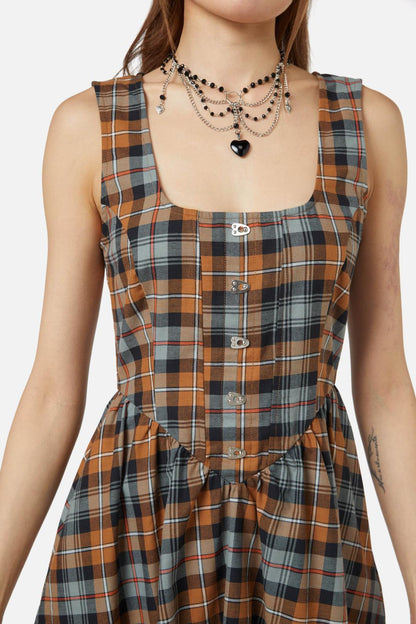 Dangerfield - Kit Tartan Corset Dress - brown