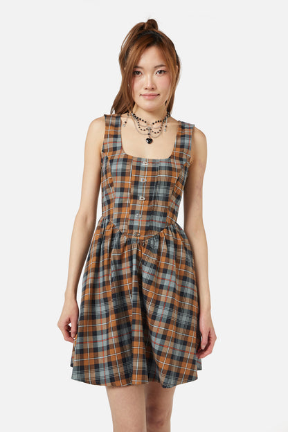 Dangerfield - Kit Tartan Corset Dress - brown