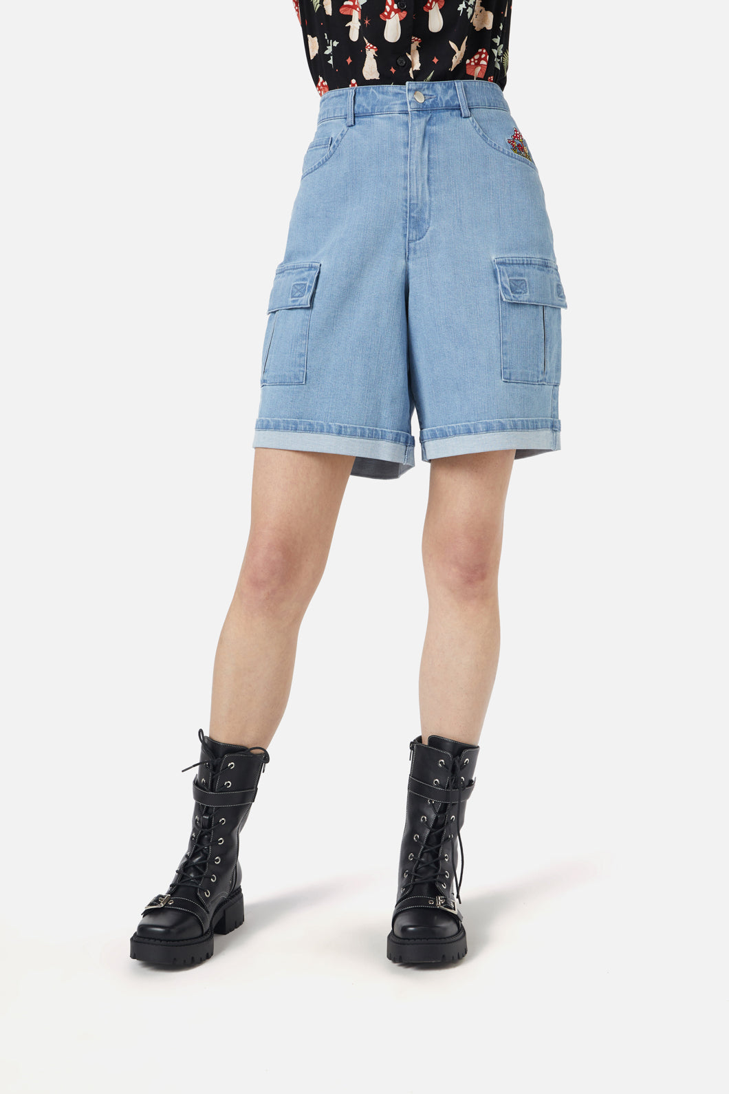 Dangerfield - Field Shroom Denim Shorts - blue