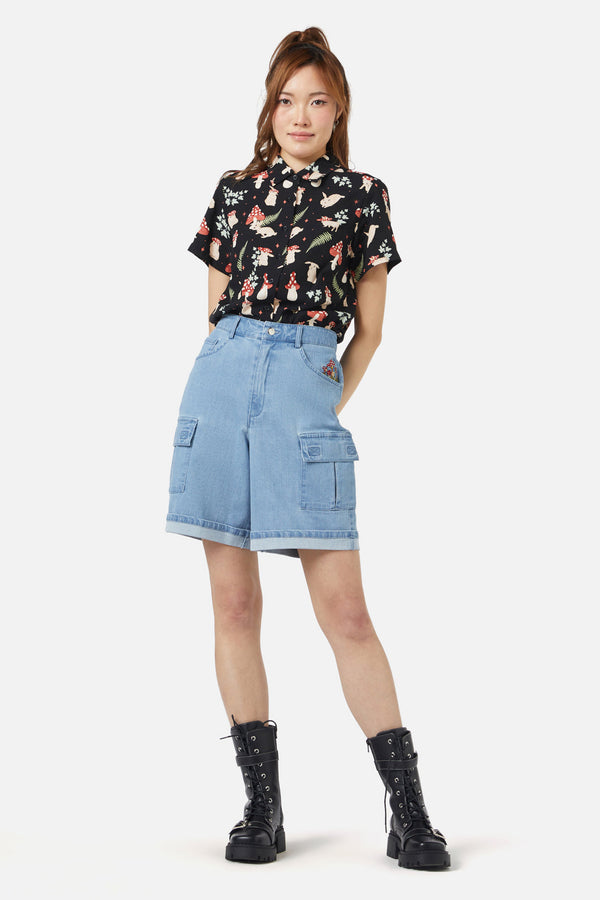 Dangerfield - Field Shroom Denim Shorts - blue
