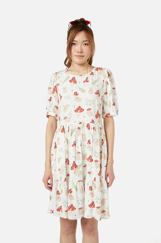 Dangerfield - Harmony Printed Dress - cream