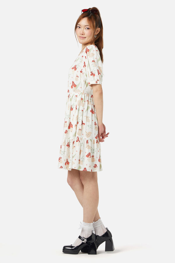 Dangerfield - Harmony Printed Dress - cream