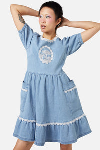 Dangerfield - Field Shroom Denim Dress - blue