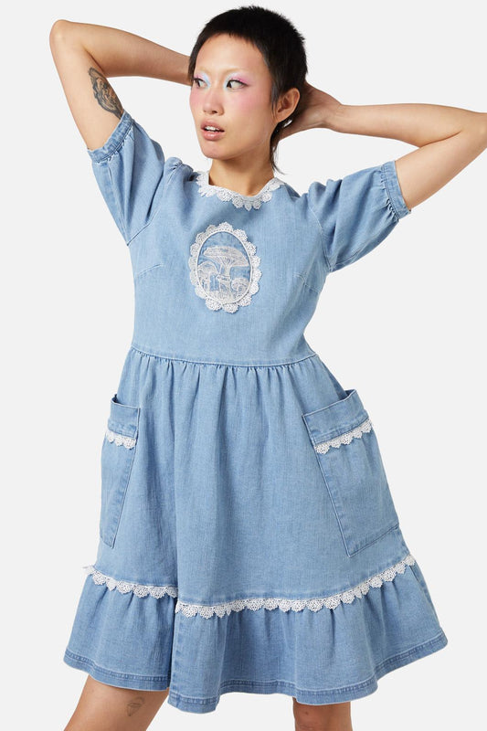 Dangerfield - Field Shroom Denim Dress - blue