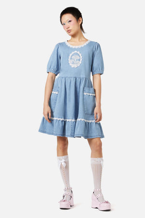 Dangerfield - Field Shroom Denim Dress - blue