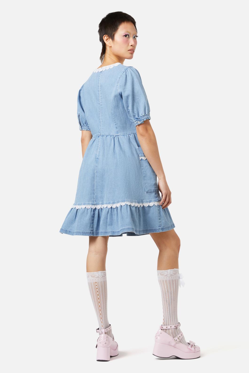 Dangerfield - Field Shroom Denim Dress - blue