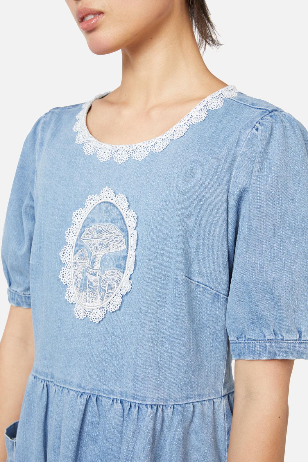 Dangerfield - Field Shroom Denim Dress - blue
