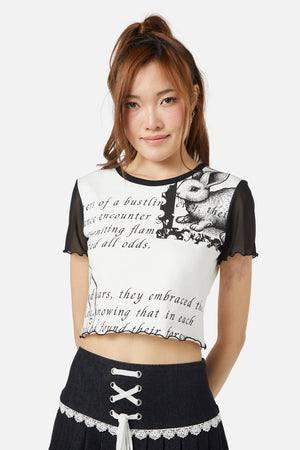 Dangerfield - Old Postal Contrast Baby Tee - white-black