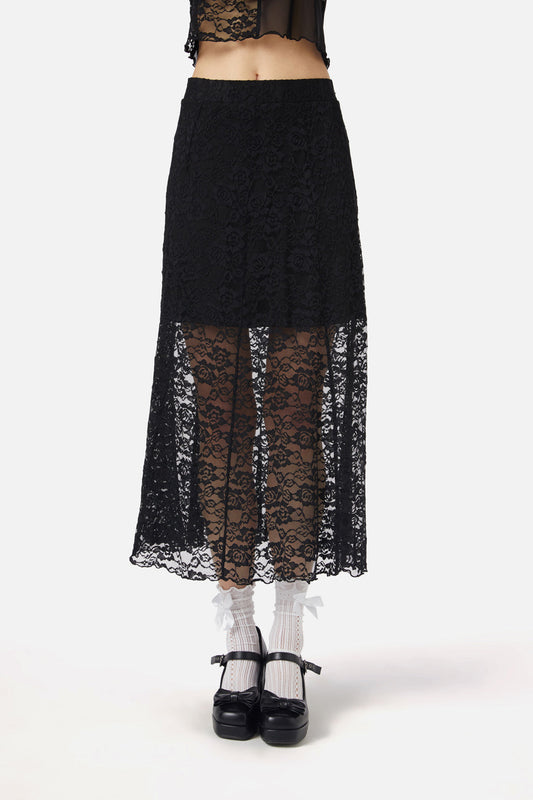 Dangerfield - Lace Midi Skirt - black
