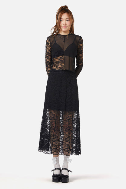 Dangerfield - Lace Midi Skirt - black