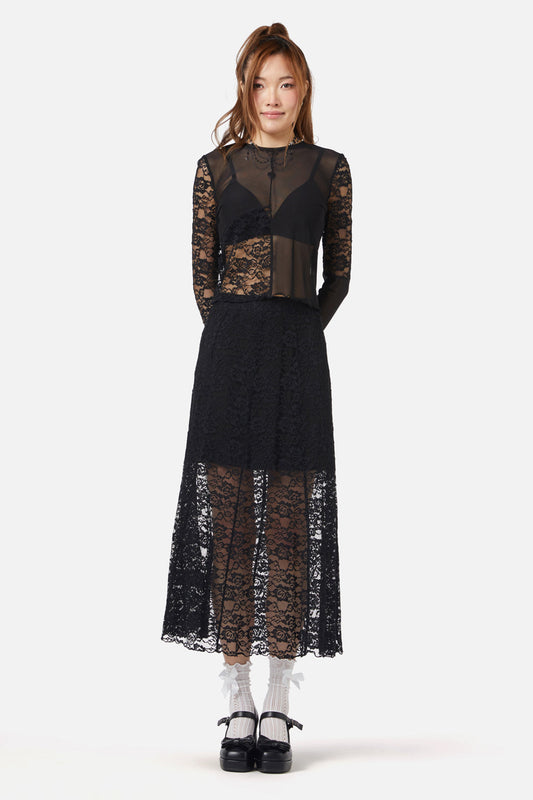 Dangerfield - Lace Midi Skirt - black