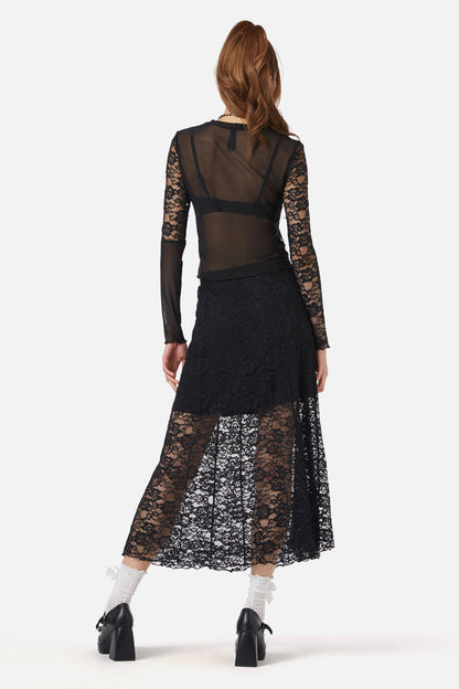 Dangerfield - Lace Midi Skirt - black