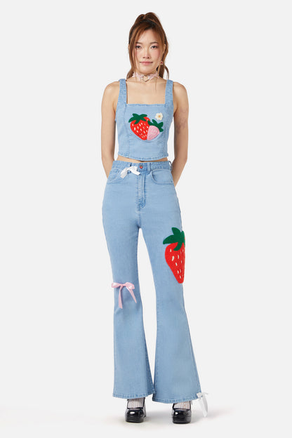Dangerfield - Crush On U Denim Flares - blue