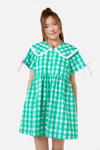 Dangerfield - Crush On U Gingham Babydoll Dress - green-white
