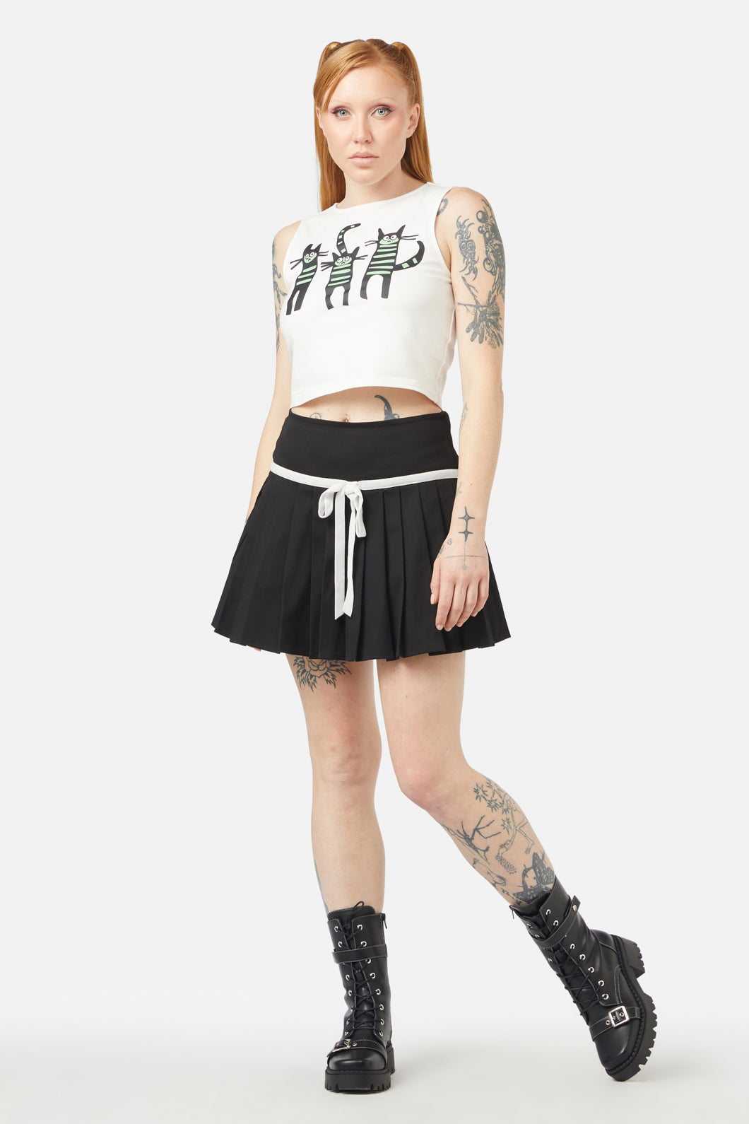 Dangerfield - Peculiar Puss Skirt - black-white