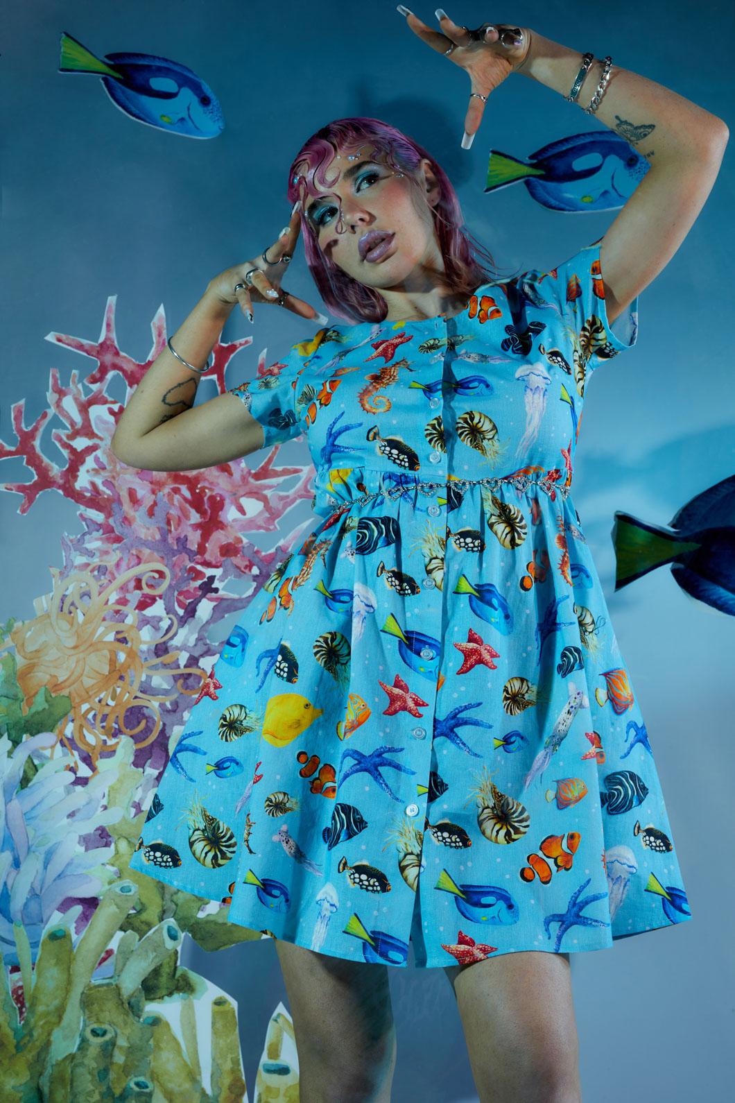Dangerfield - Oceanic Dress - blue